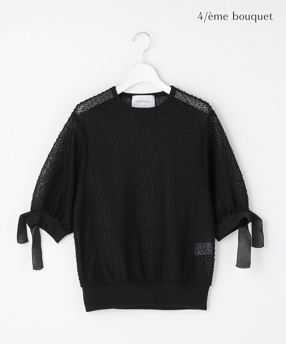 自由区 【カトリエムブーケ】Expression delicate ドットシアー・リボンスリーブトップス 