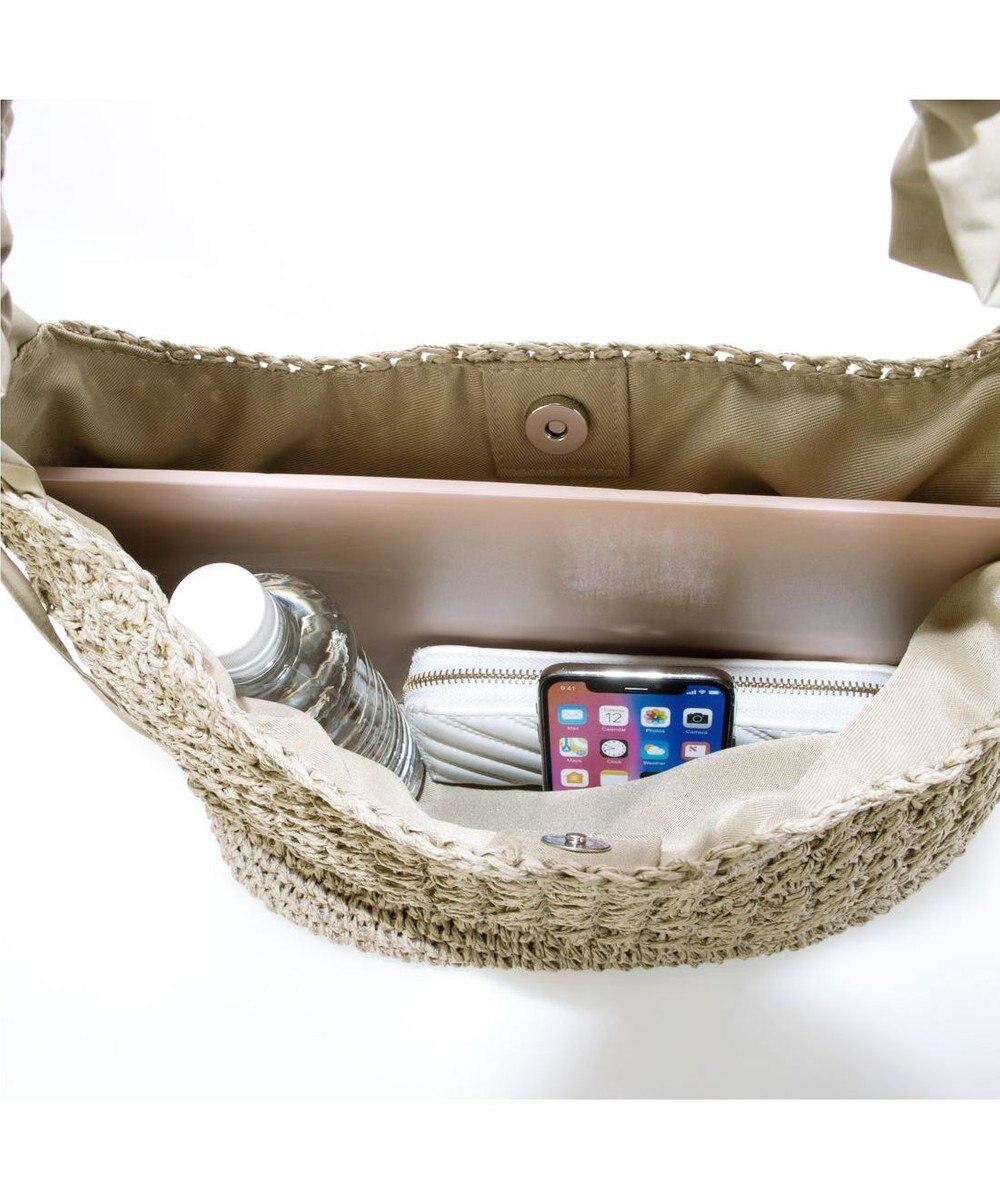 UNBILLION カシュカシュ cachecache / ドロストフリルハンドル地柄編みトート カゴバッグ 