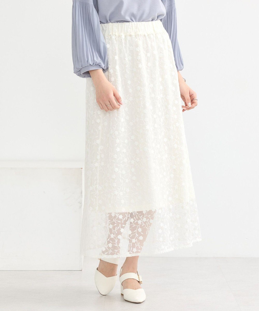 earth music&ecology シアーレースレイヤードスカート 