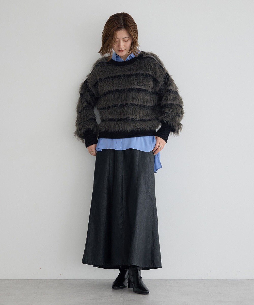 YECCA VECCA フェザーマルチボーダーニット 