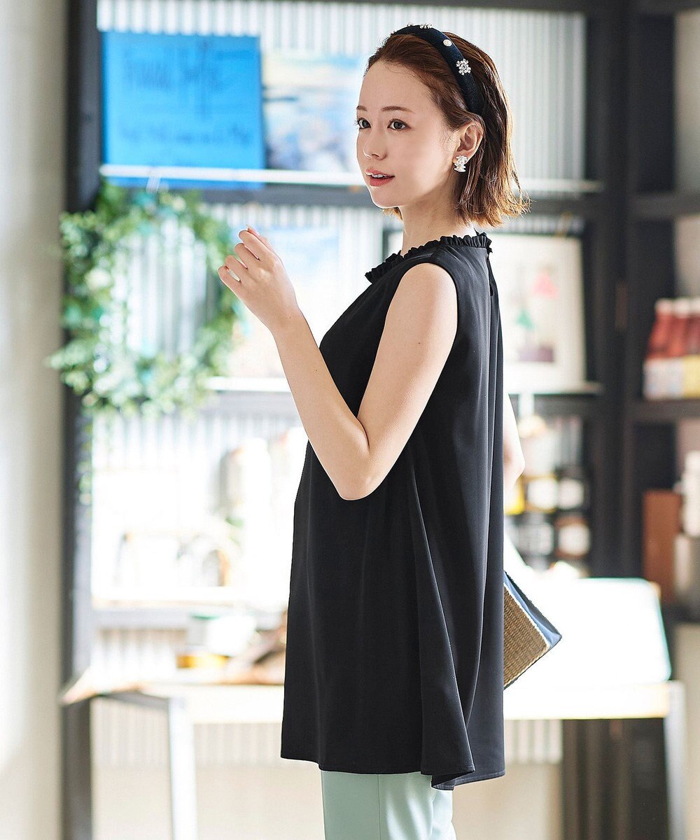 Tiaclasse 【洗える】体型カバーも叶うフリルカラーチュニックブラウス 