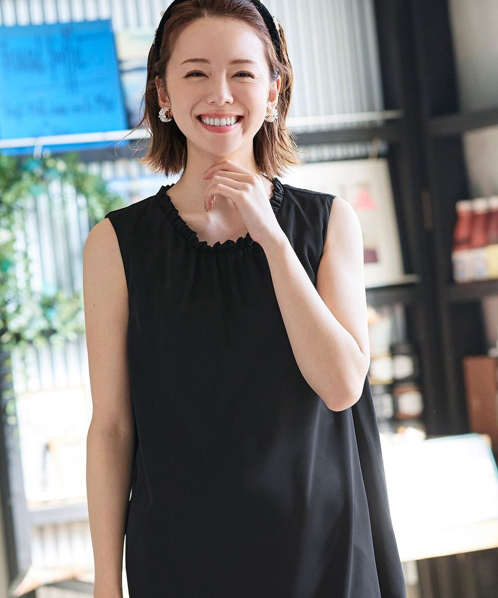 Tiaclasse 【洗える】体型カバーも叶うフリルカラーチュニックブラウス 