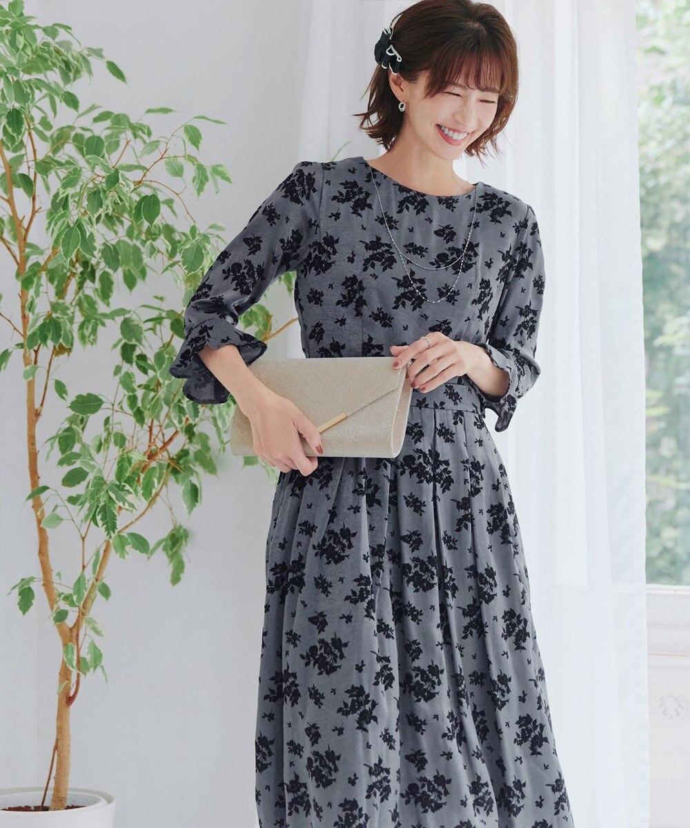 Tiaclasse 【安田美沙子さん着用・洗える】フラワーフロッキーワンピース 