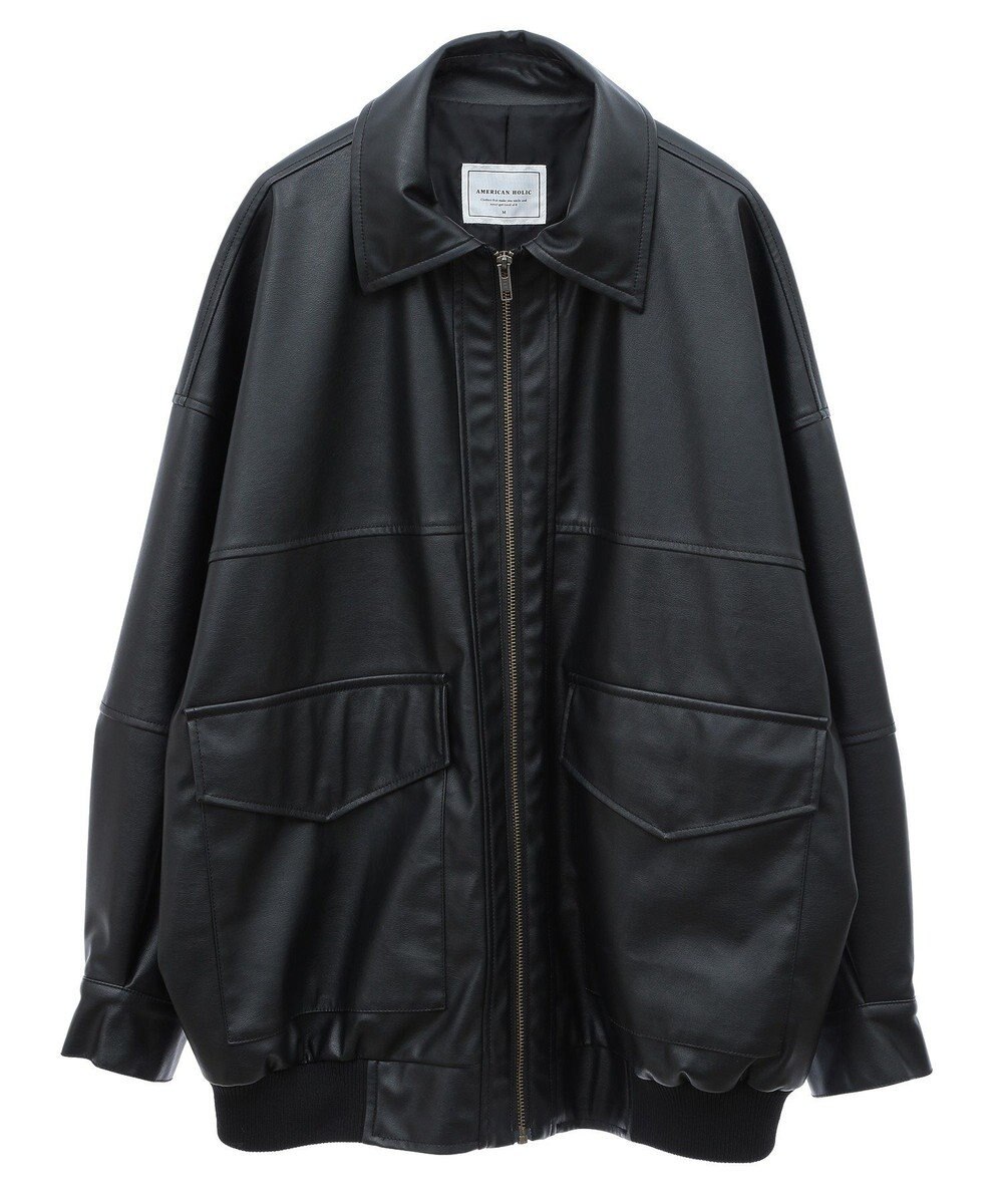 AMERICAN HOLIC フェイクレザーブルゾン 
