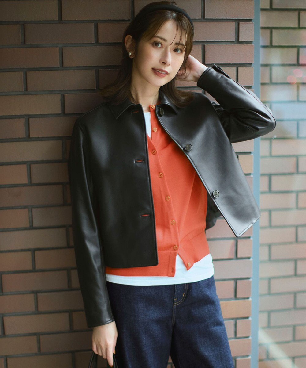 23区 L ラムレザー ステンカラー ジャケット 