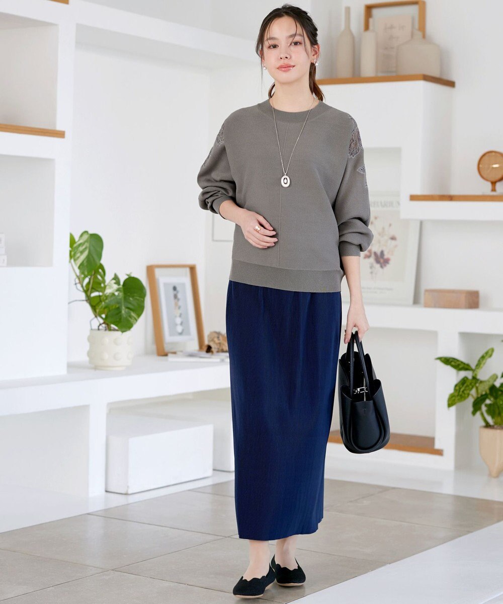 Tiaclasse 肩レースドルマンニットトップス 