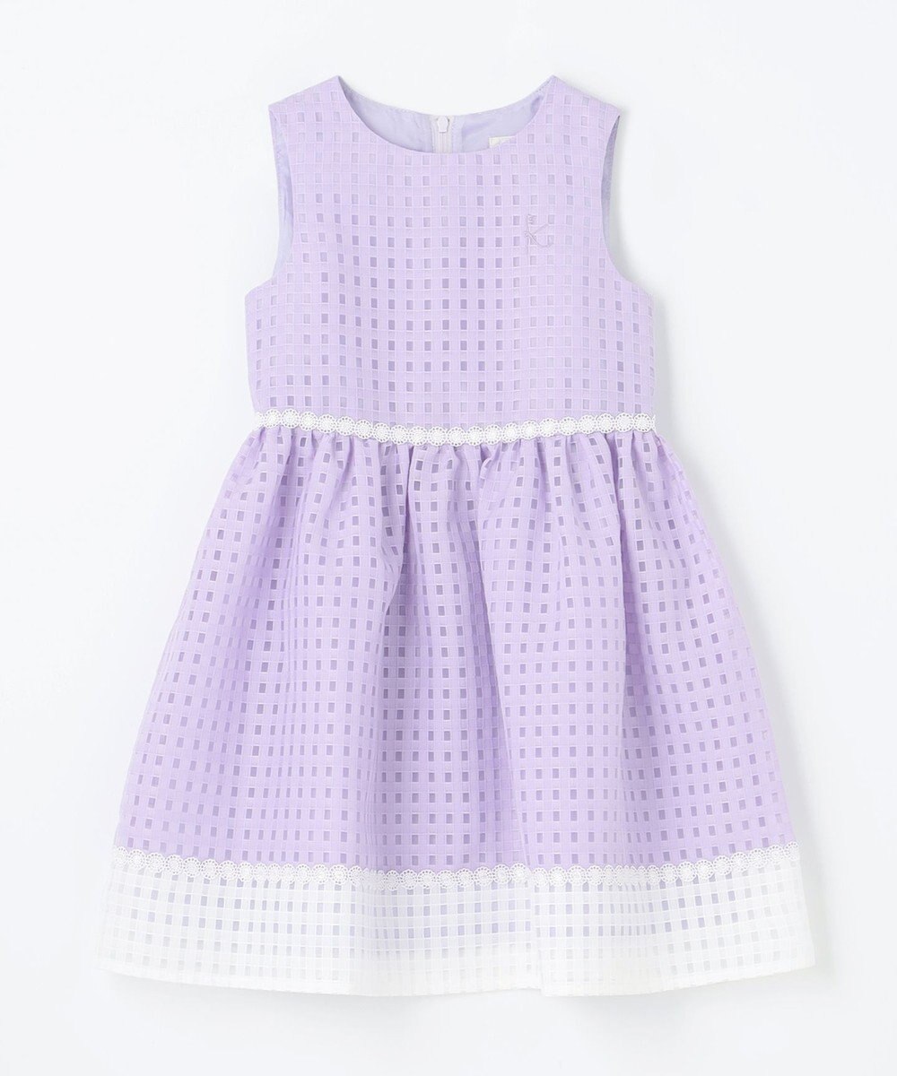 組曲 KIDS 【110-140㎝】シアーチェックバイカラー ワンピース 