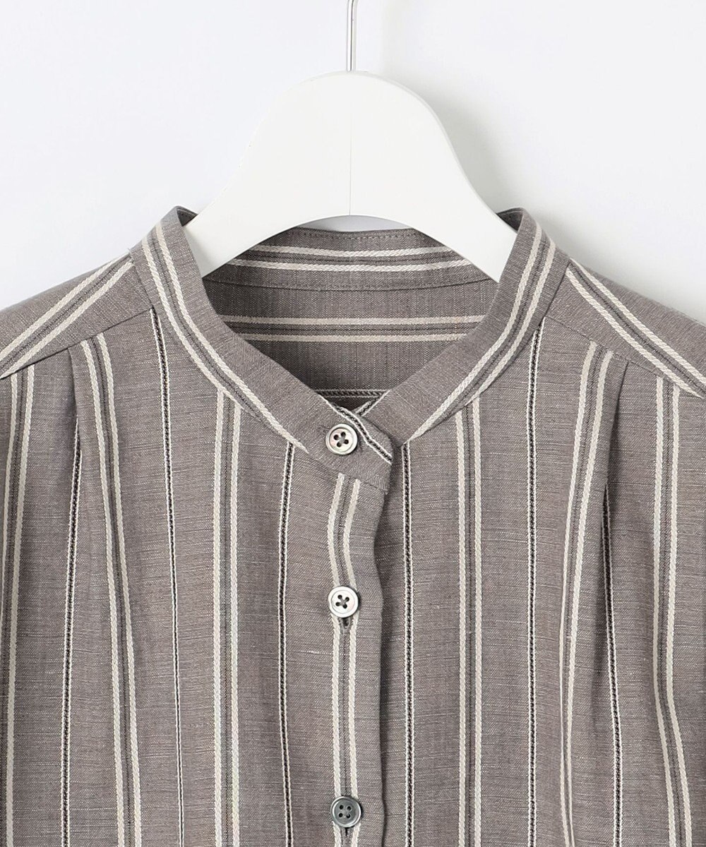 自由区 S 【カタログ掲載・セットアップ対応・洗える】リネンビスコースストライプ シャツ 
