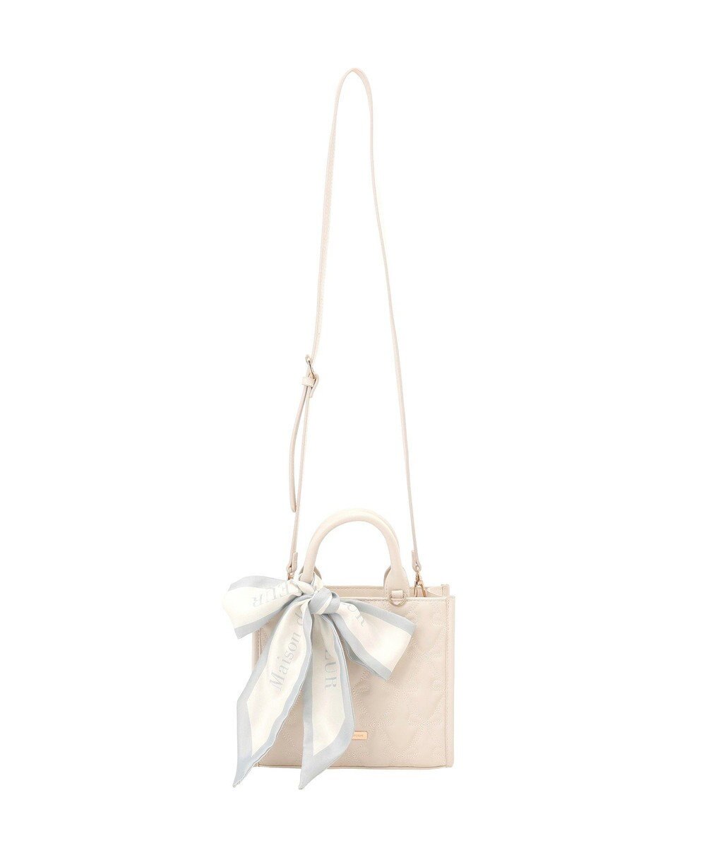Maison de FLEUR スカーフ付きリボンキルティング2Wayスクエアトート 