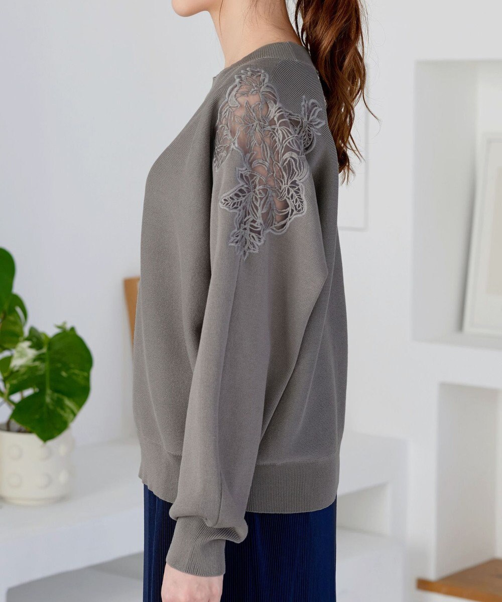 Tiaclasse 肩レースドルマンニットトップス 