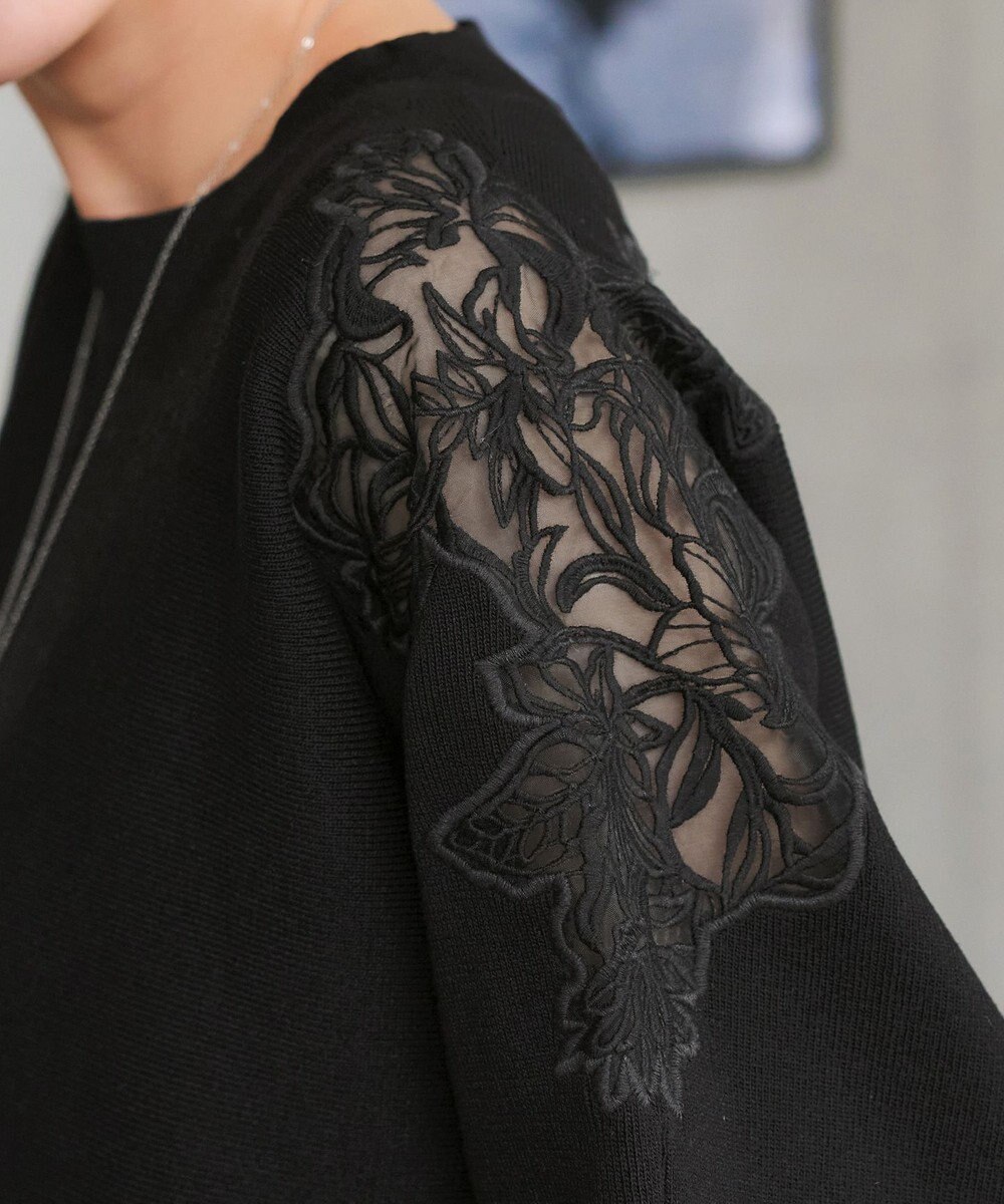 Tiaclasse 肩レースドルマンニットトップス 