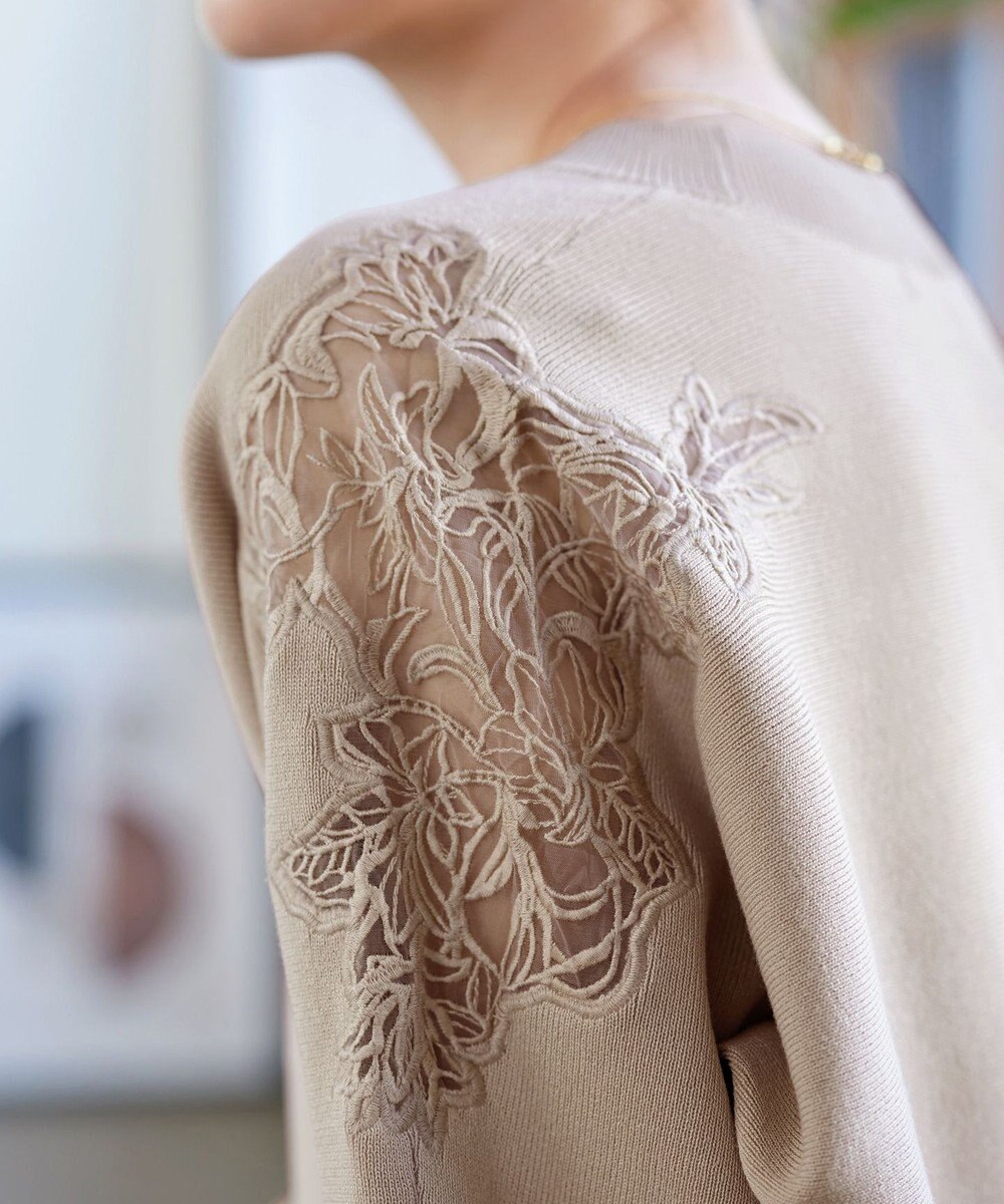 Tiaclasse 肩レースドルマンニットトップス 