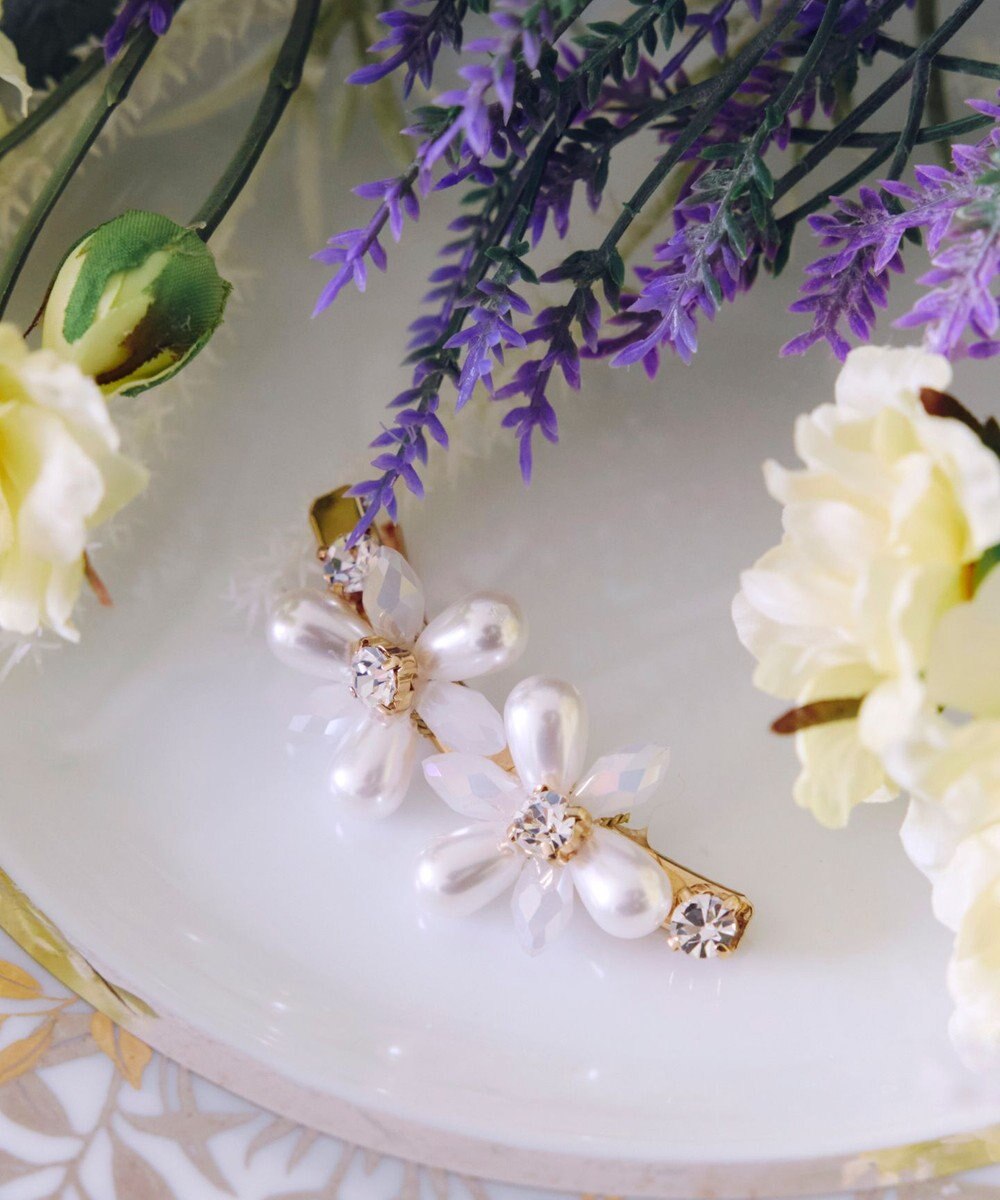 Tiaclasse パールフラワーヘアクリップ 