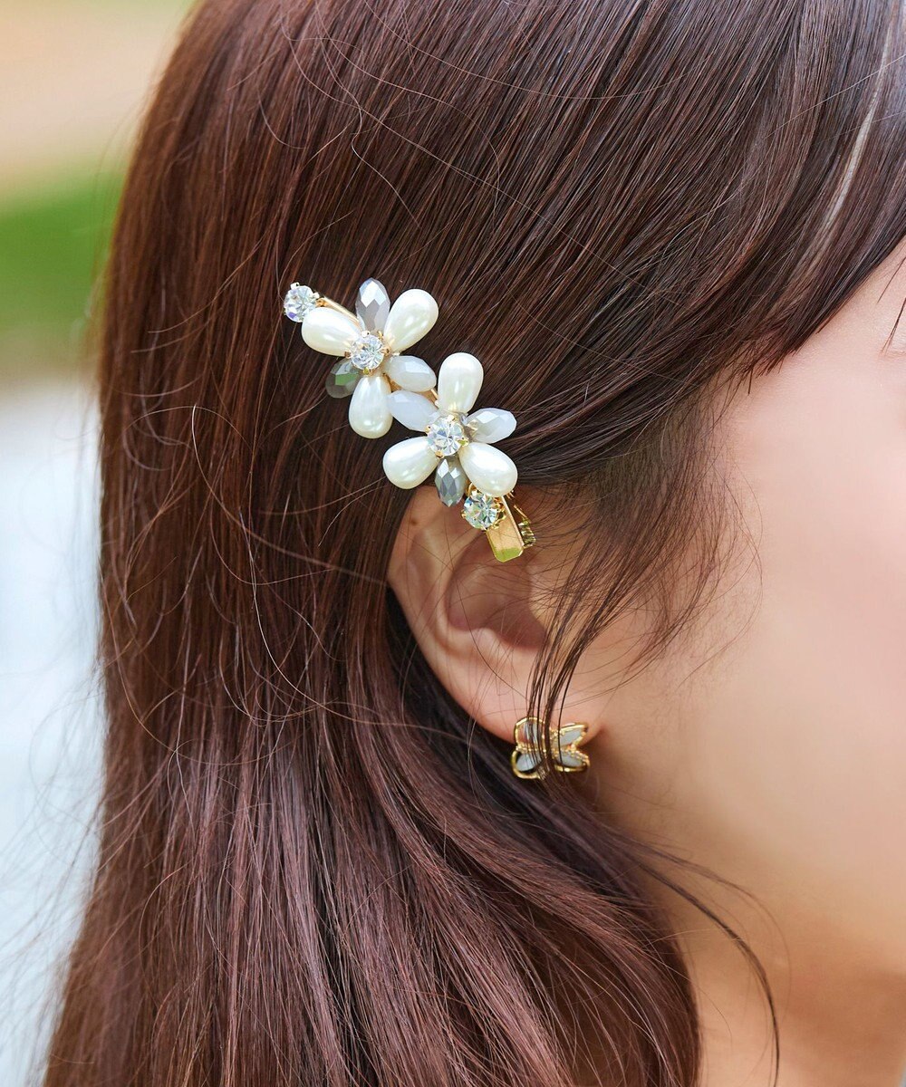 Tiaclasse パールフラワーヘアクリップ 