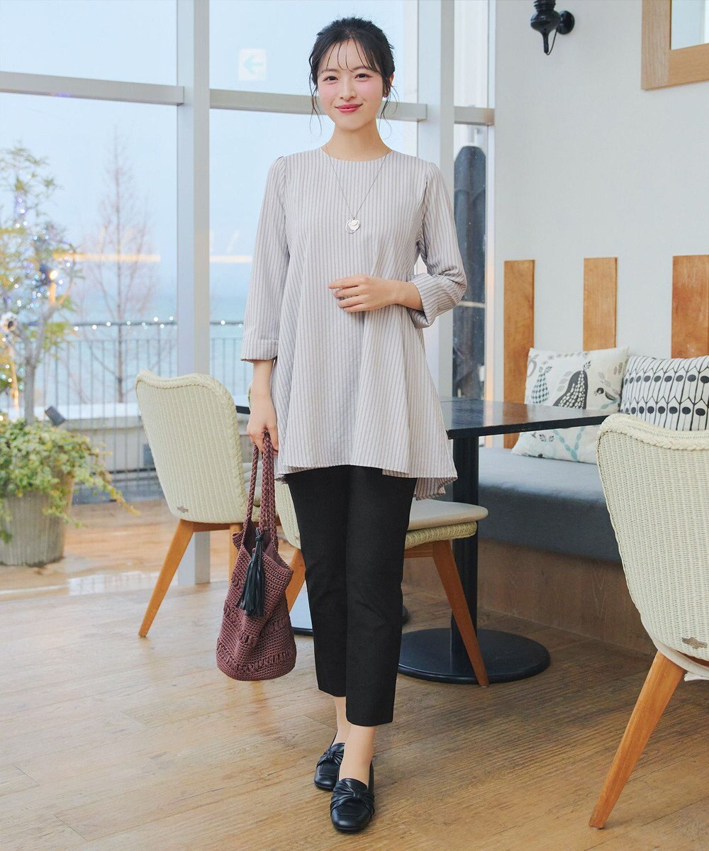 Tiaclasse L 【おのののかさん着用】半袖＆七分袖選べる袖丈バックフレアチュニック 