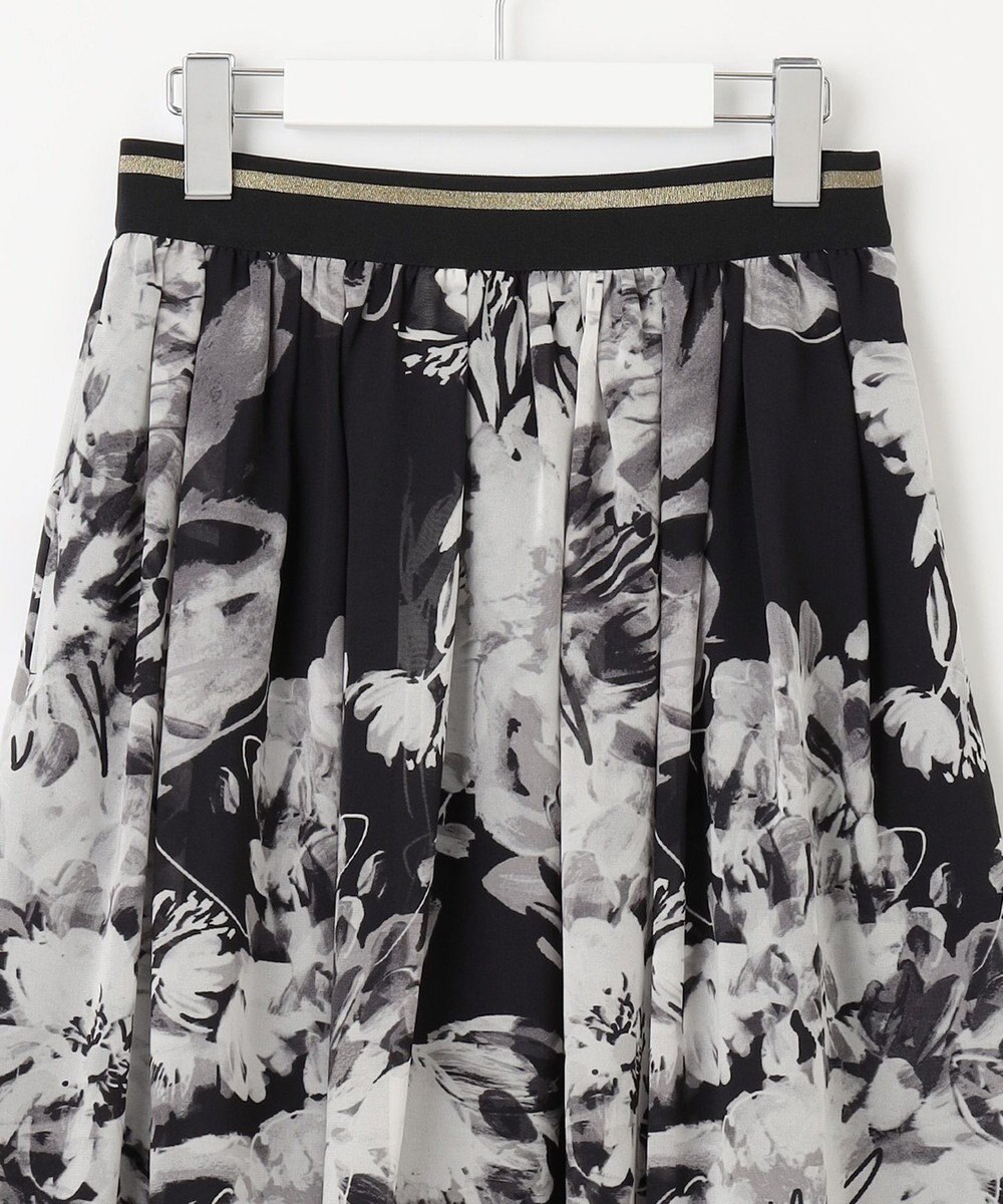 自由区 S 【ウエストゴム・洗える】ピオニーフローラルプリント  スカート 