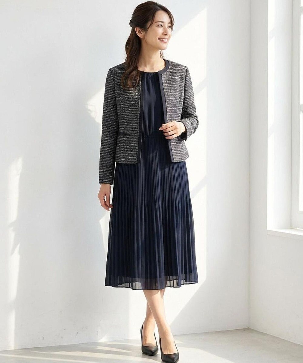 ANY SIS リップルボーダーストレッチ ジャケット 