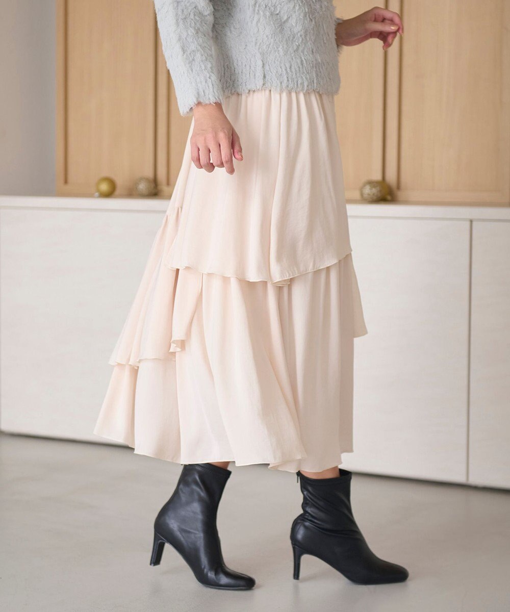Feroux 【洗える】ランダムティアードスカート 