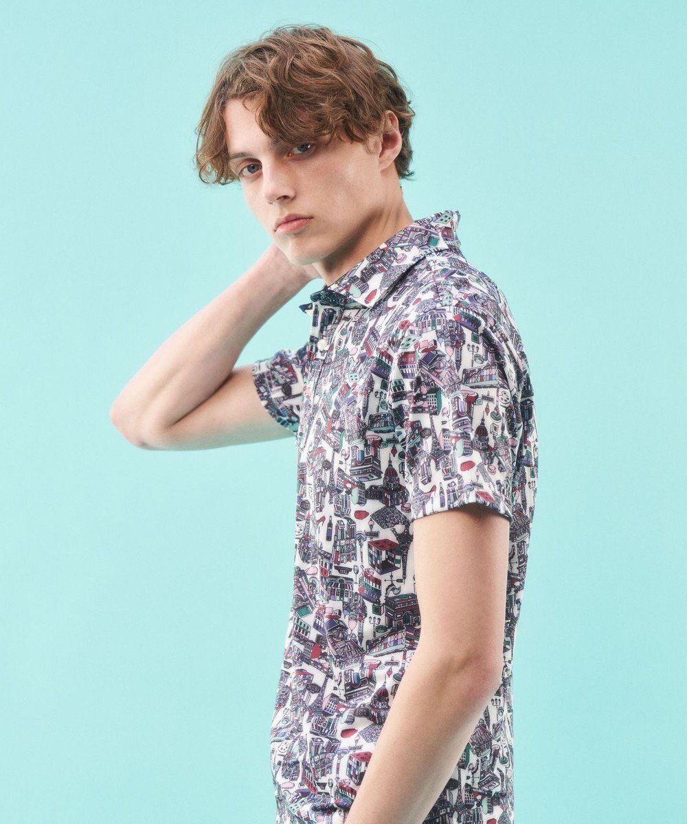 23区GOLF 【MEN】【吸水速乾/UVカット】パリマップ総柄ポロシャツ 