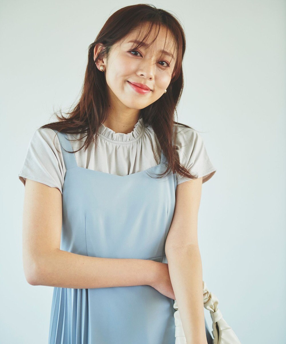 Feroux 【UVケア】スタンドネックフレンチスリーブ Tシャツ 