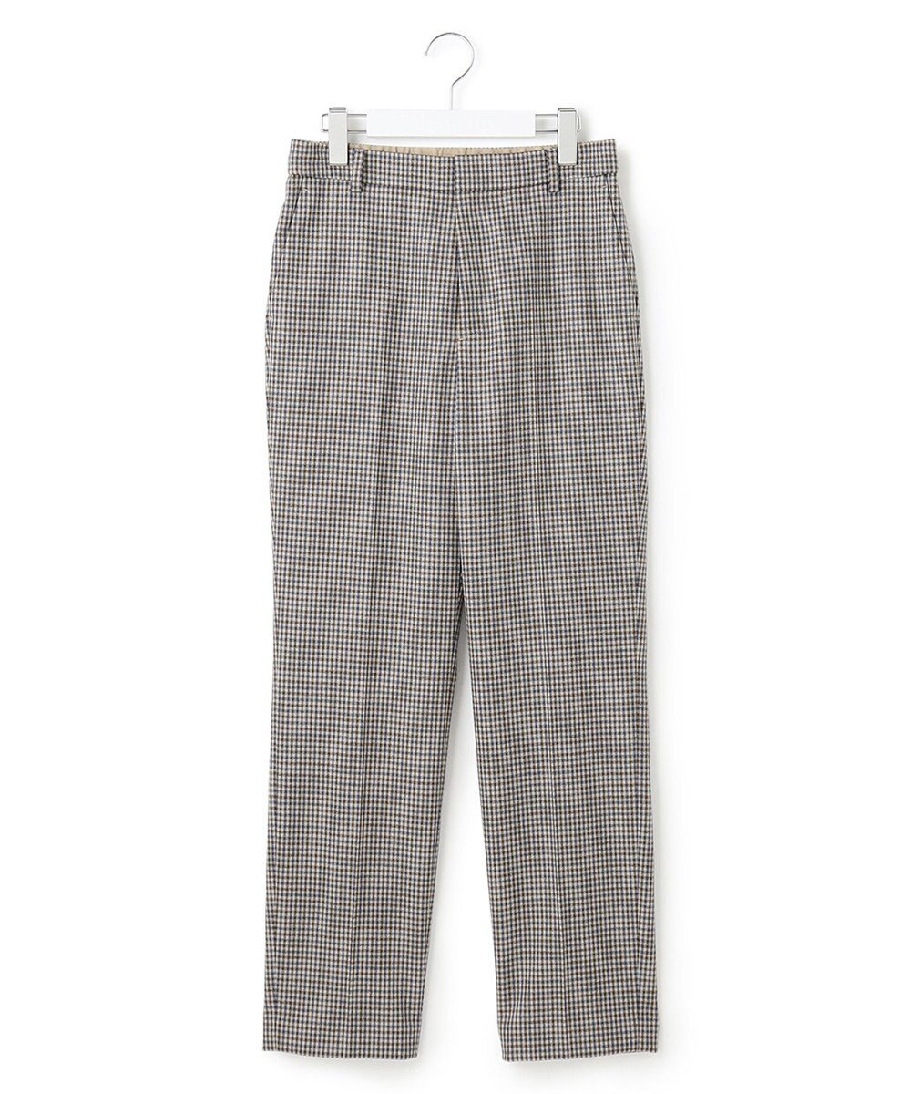 23区 ウールミルドストレッチチェック テーパードパンツ 