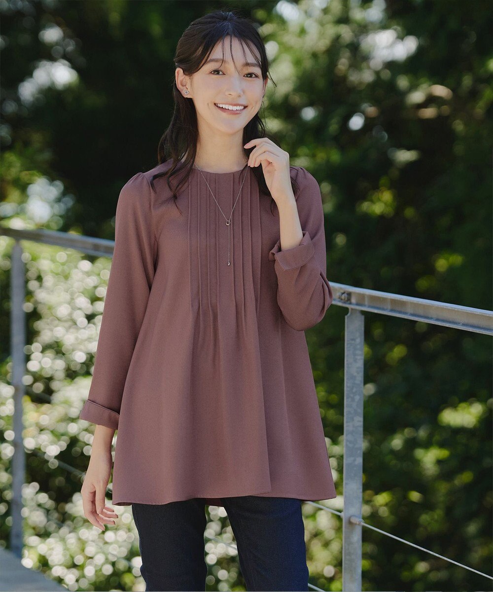 Tiaclasse 【洗える】ピンタックチュニックブラウス 