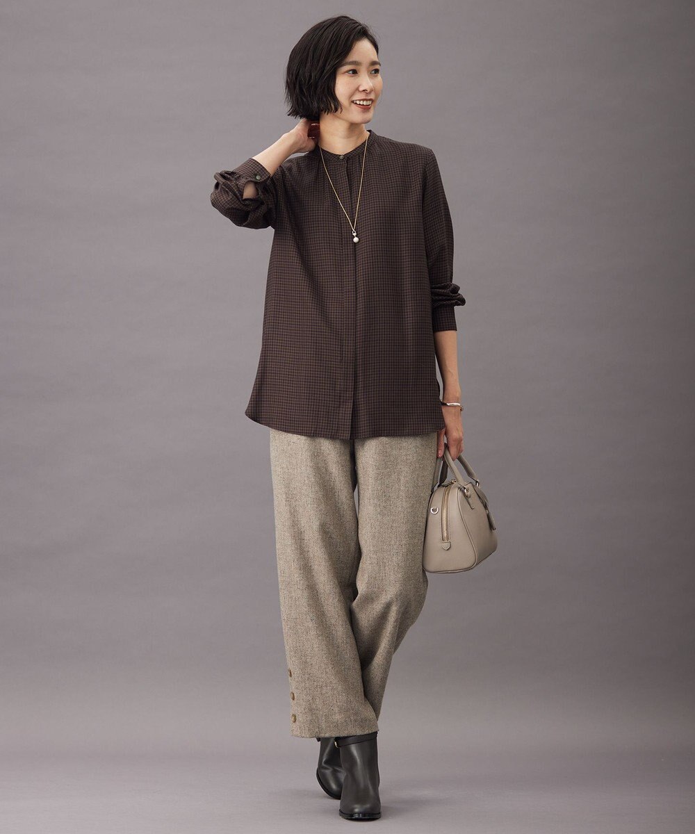 J.PRESS LADIES L 【洗える】Pe/Vis サイロチェック ブラウス 