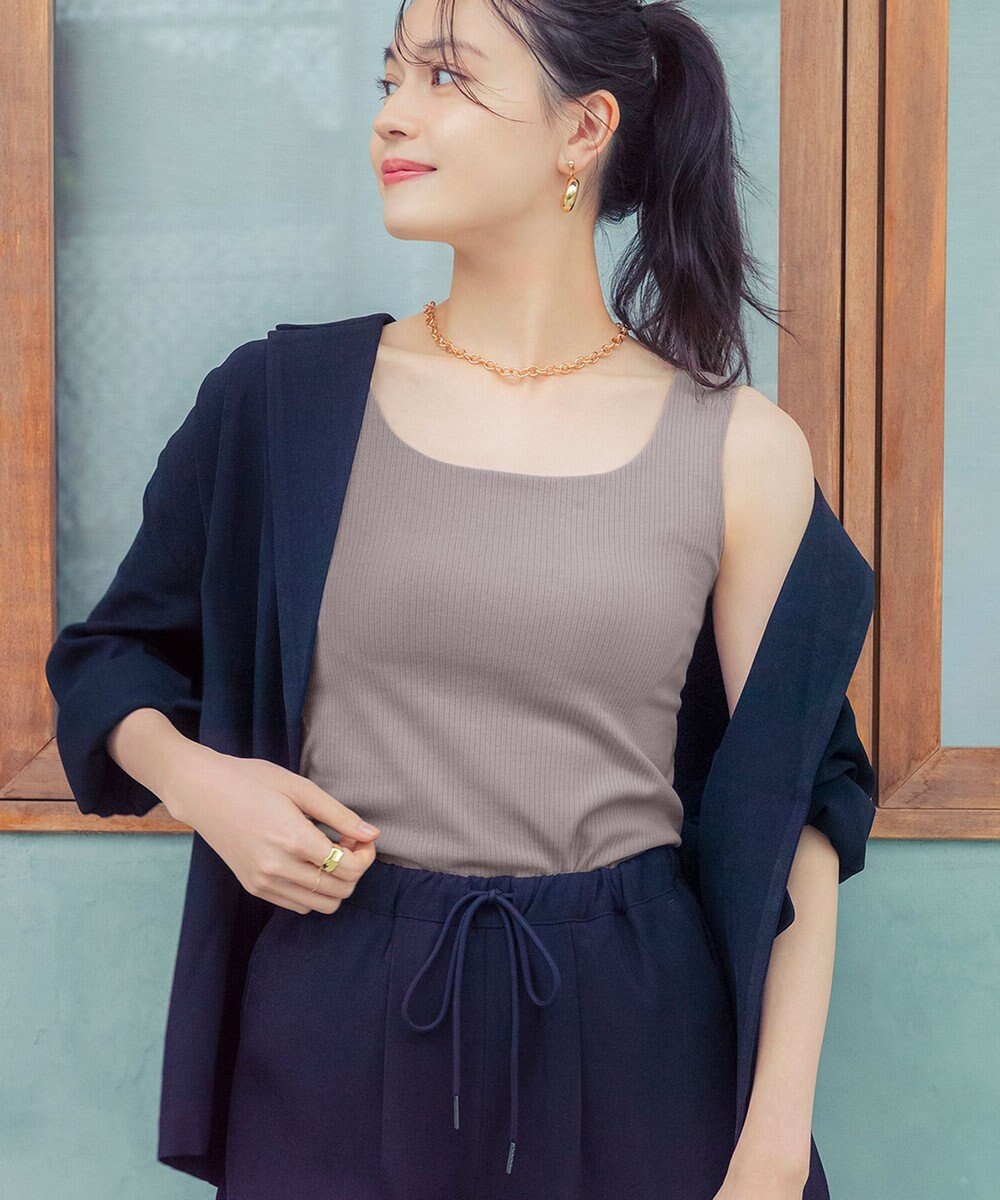 Wing カップ付きタンクトップ ラク きれいなバストシルエット 綿混(身生地) 【シンクロブラトップ】 リブタイプ ブラトップ ET1173 ウイング／ワコール 