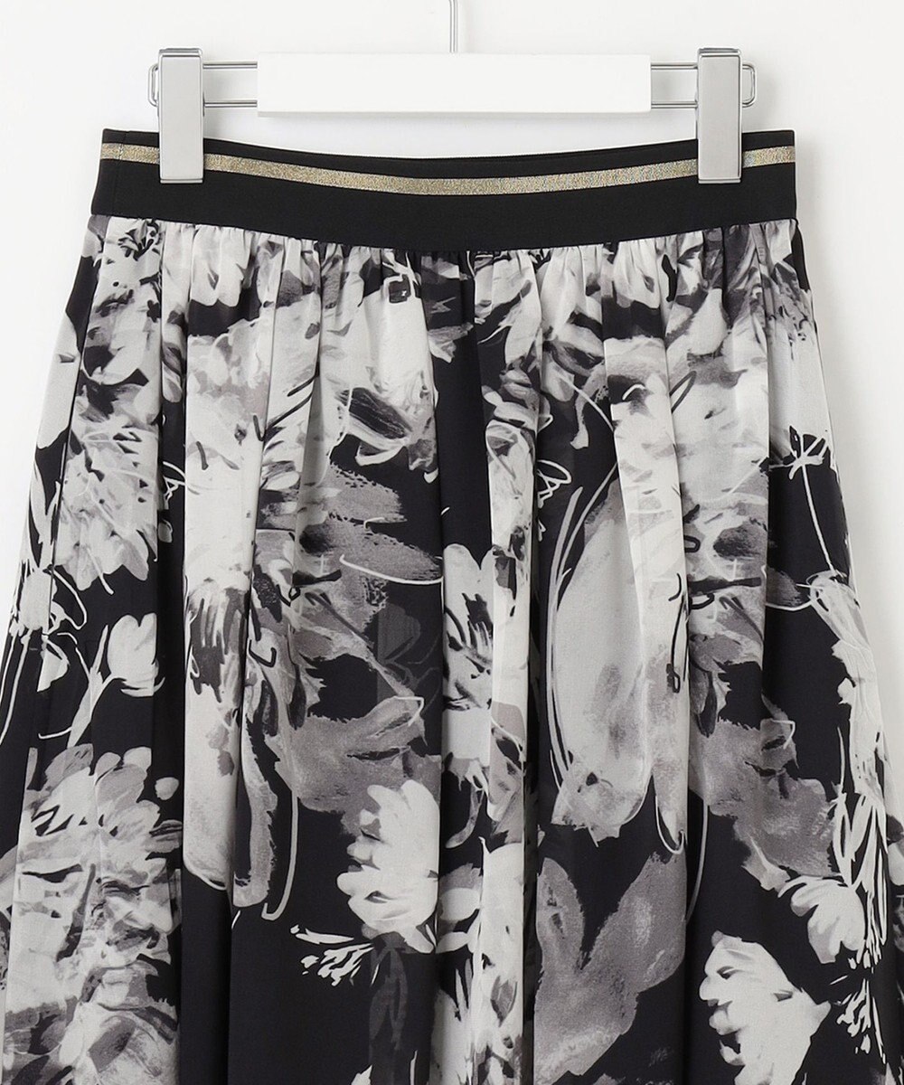 自由区 S 【ウエストゴム・洗える】ピオニーフローラルプリント  スカート 