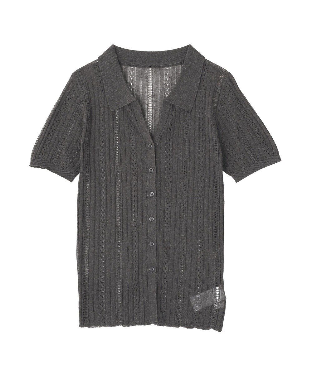 CRAFT STANDARD BOUTIQUE レースニット衿付き半袖カーディガン 