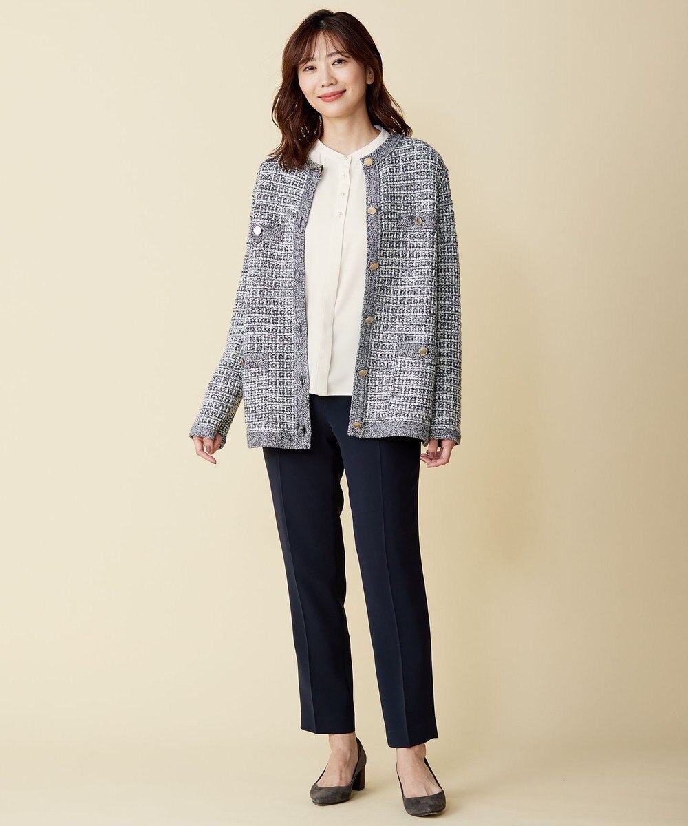 J.PRESS LADIES 【洗える】TWEED KNIT ミドル カーディガン 