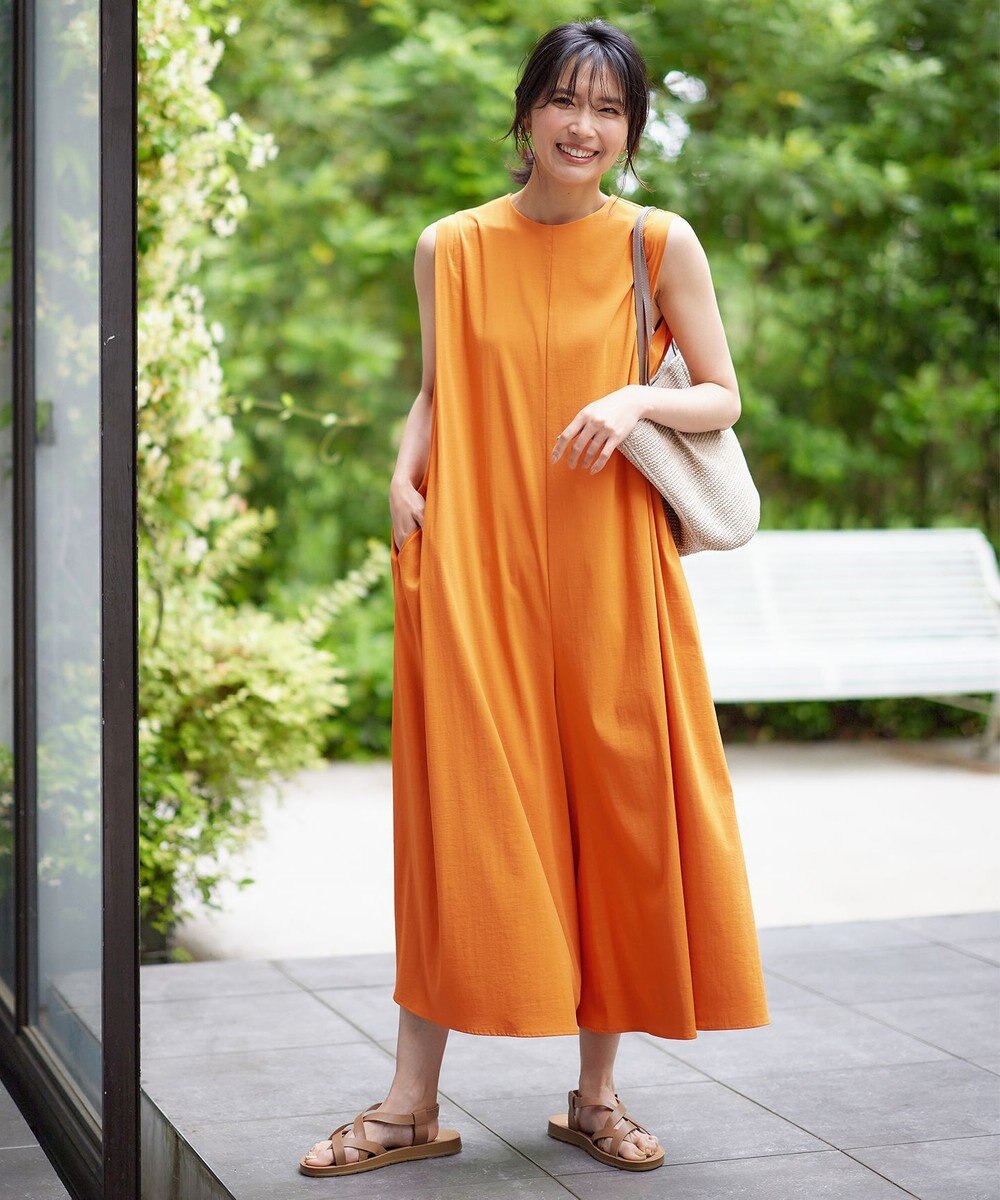 美品◯自由区　裾フリルサマーニット　オレンジ
