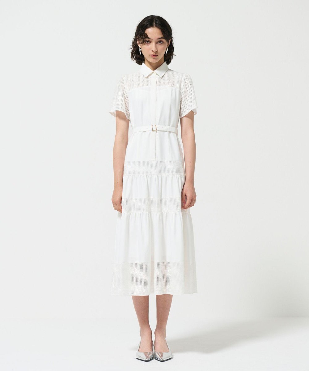 GRACE CONTINENTAL メッシュコンビシャツワンピース 