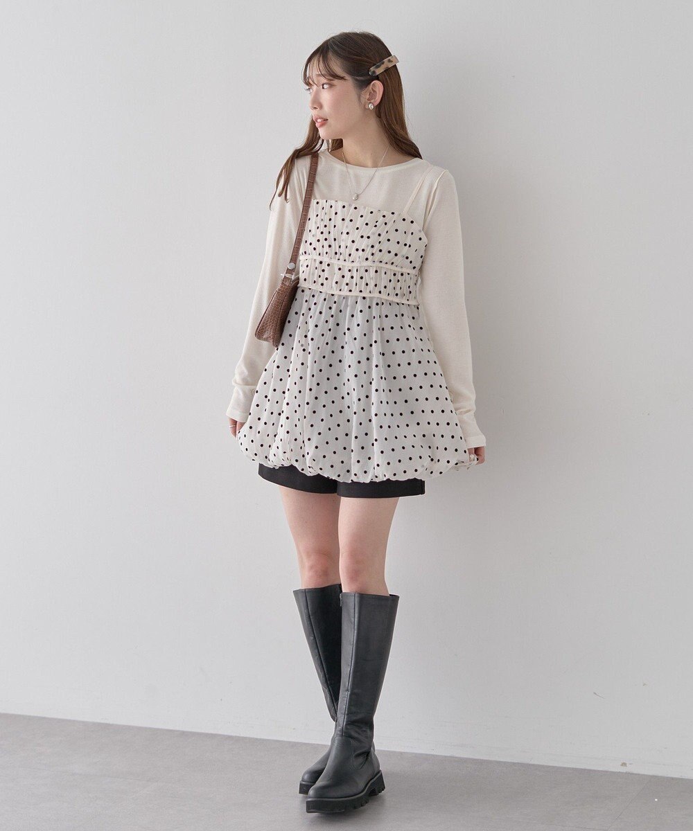 earth music&ecology ドットバルーンキャミチュニック 