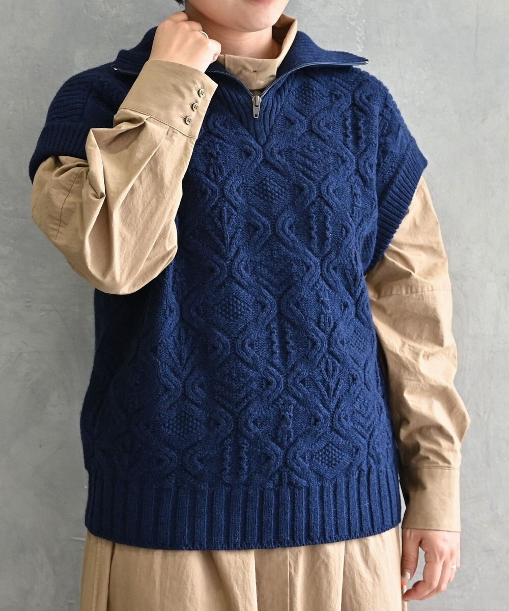 muuc 5種類の模様編み  パッチワーク柄ケーブル模様編みベスト 