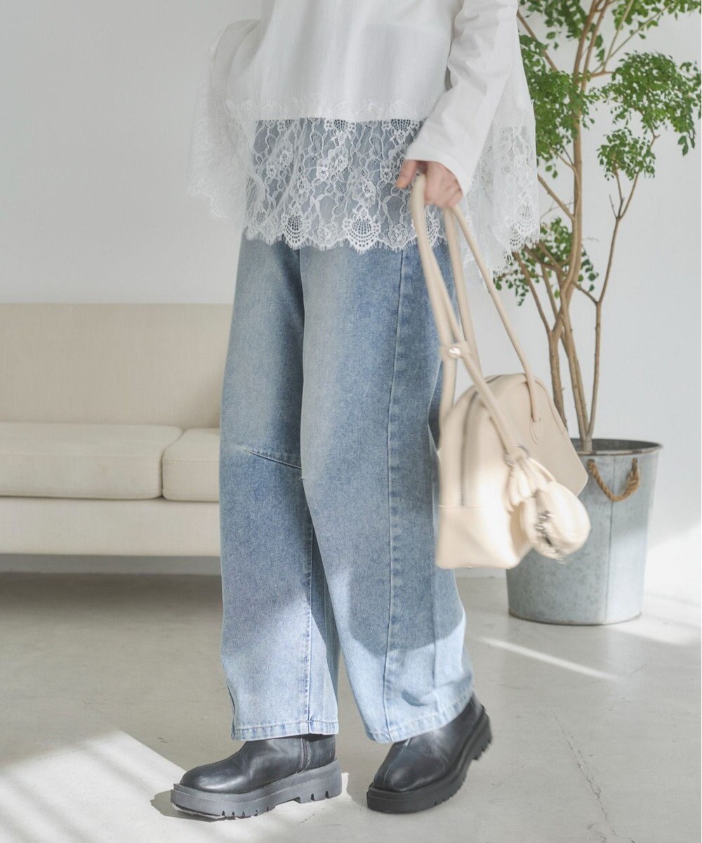 WEGO 【ANGIE VINTAGE】バレルレッグデニムパンツ 