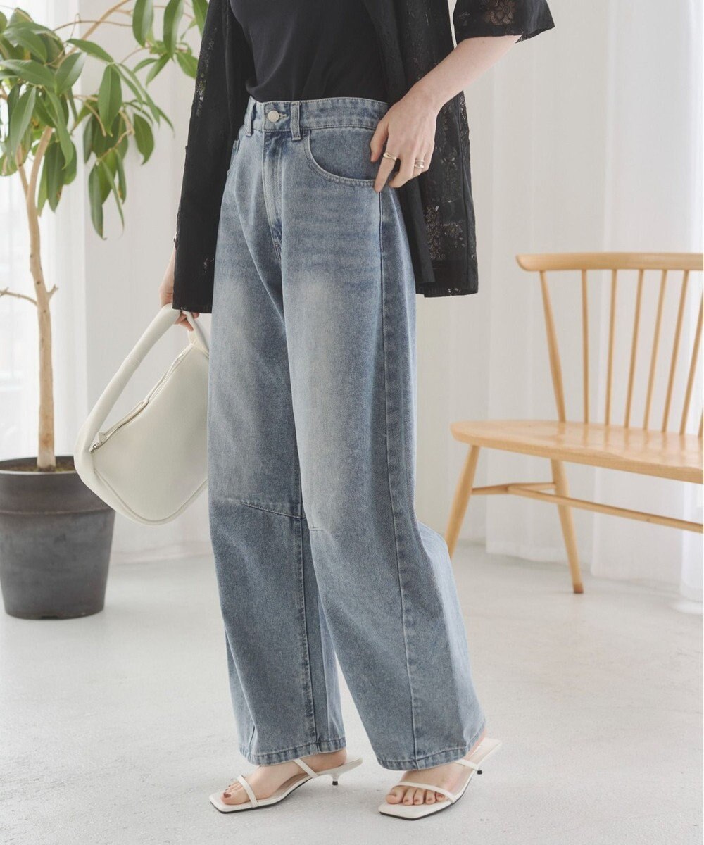 WEGO 【ANGIE VINTAGE】バレルレッグデニムパンツ 