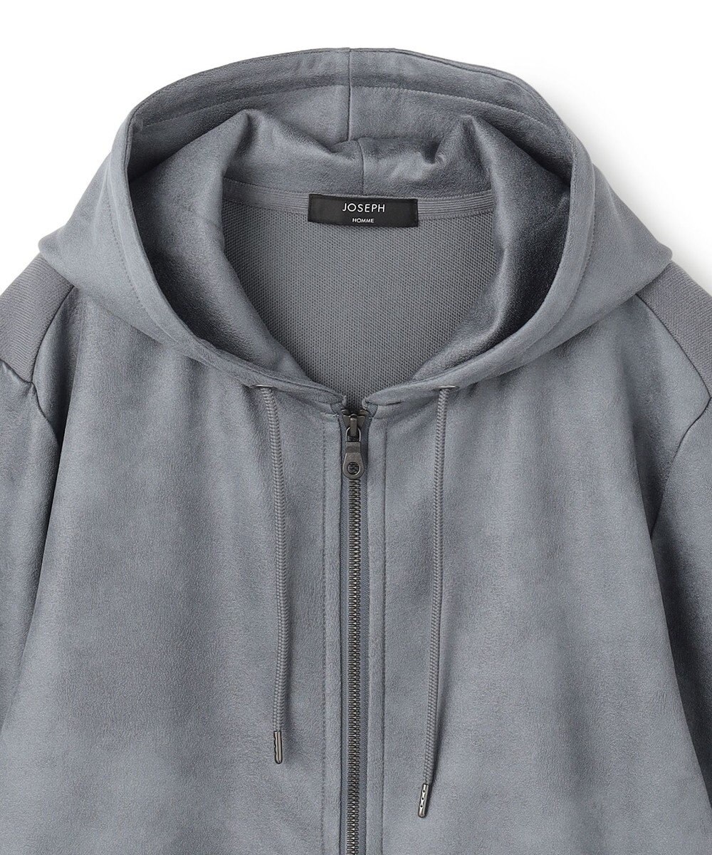 JOSEPH HOMME 新素材【ストレッチ/光沢感】レザーライクジャージーコンビ　フーディー 