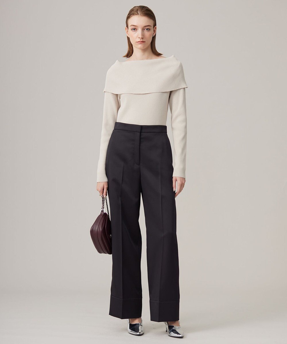 ICB L 【CLASSY.1月号掲載・2WAY・洗える】 クリアサテン ワイドストレートパンツ 