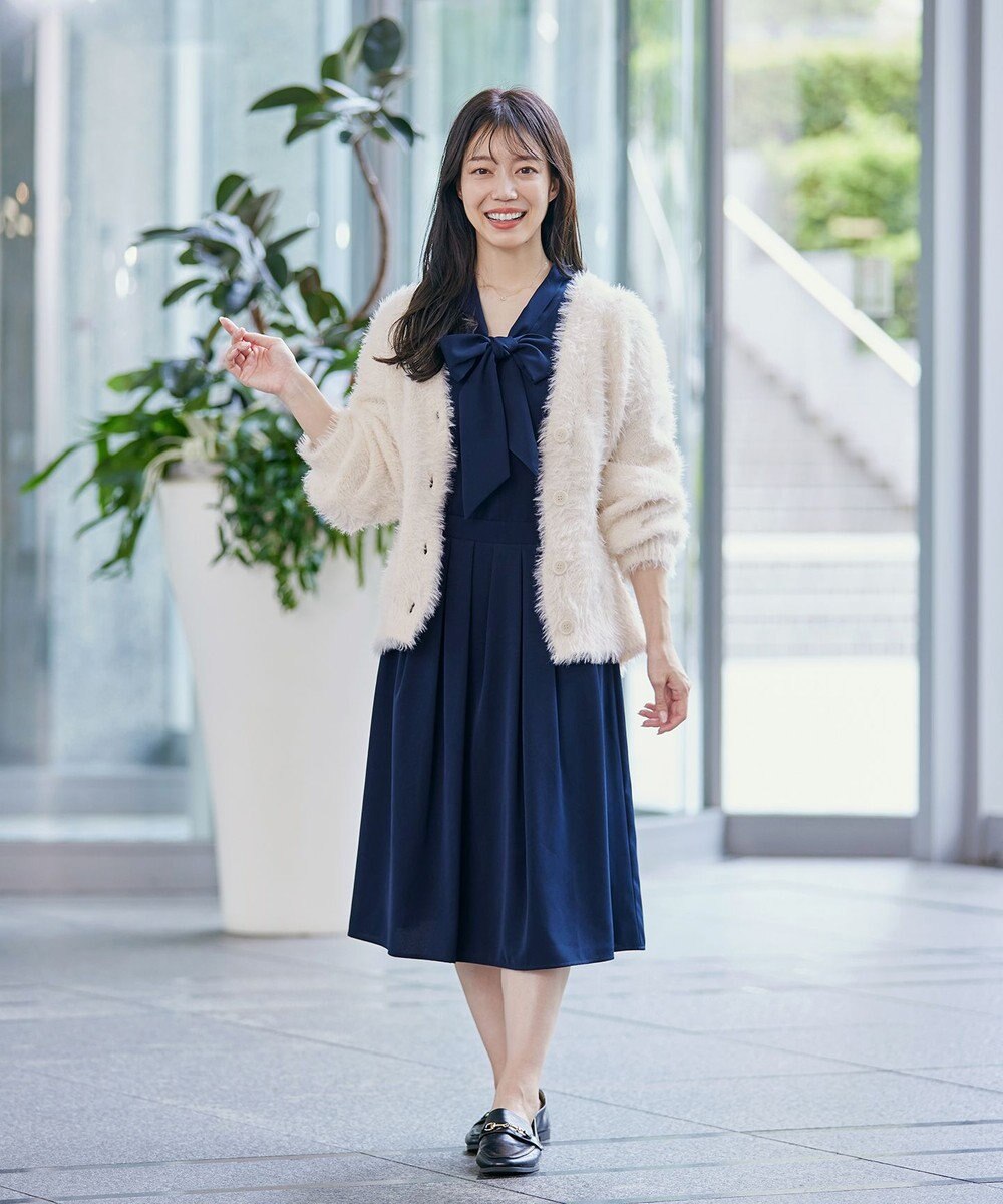 Tiaclasse 【洗える】リボンボウタイワンピース 