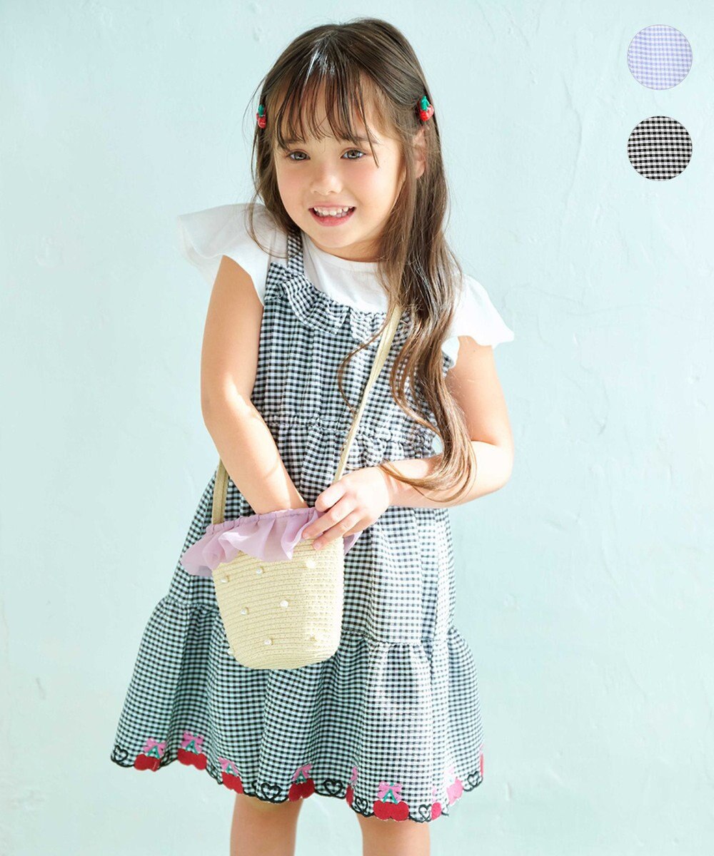 ANY KIDS ギンガム ドッキングワンピース 