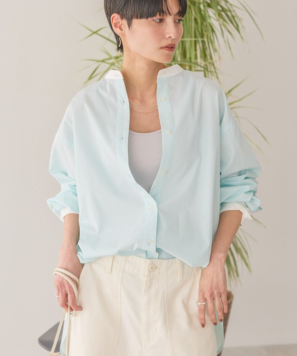 AMERICAN HOLIC イージーケアバンドカラーロングシャツ 