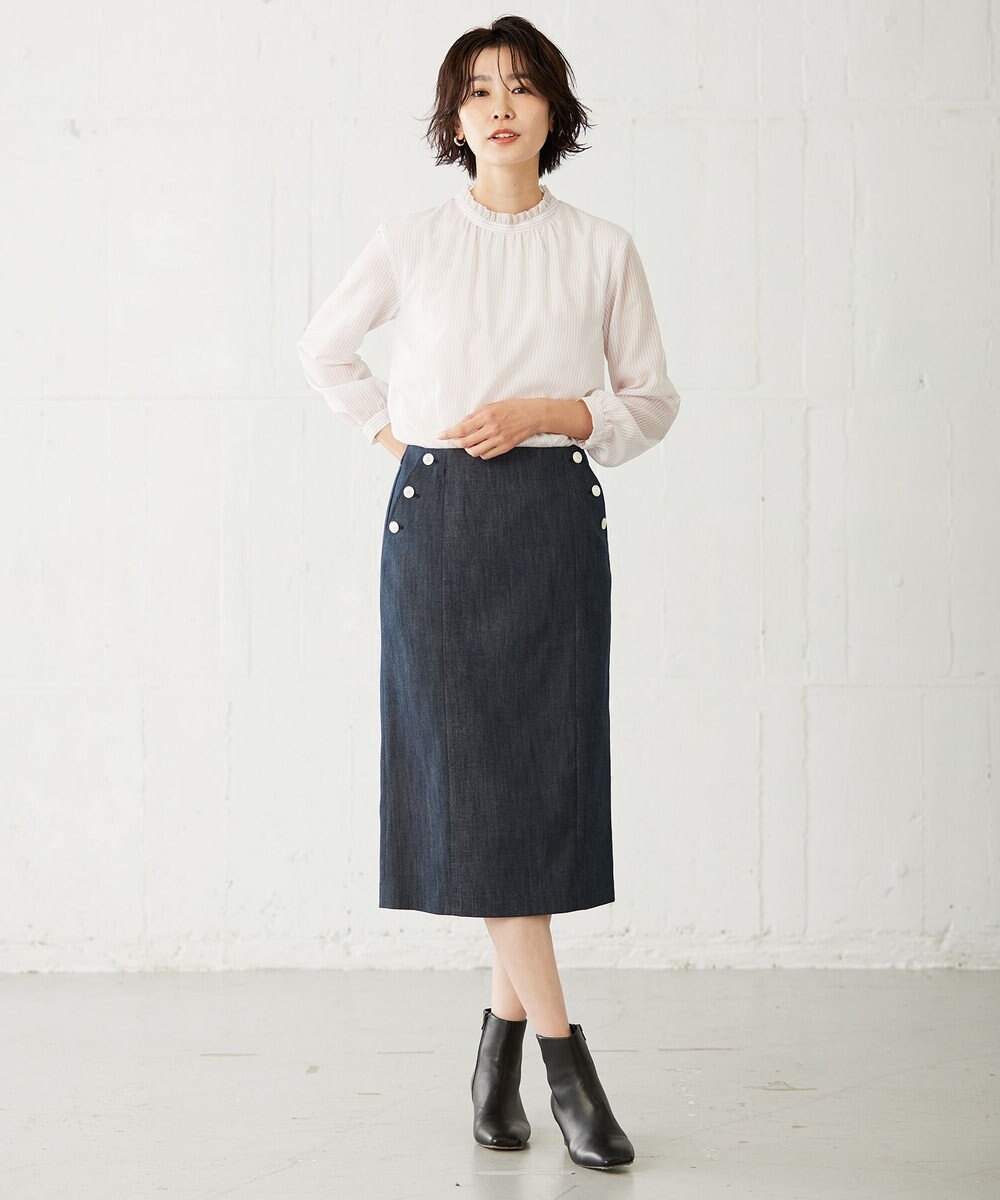 J.PRESS LADIES L 【洗える】 セルロースシャンブレー タイト ナロー スカート 