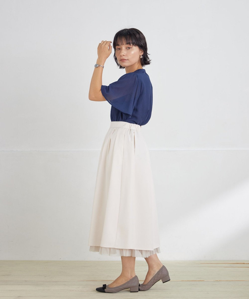 Tiaclasse L 【セットアップ対応・洗える】シアーチェックブラウス 