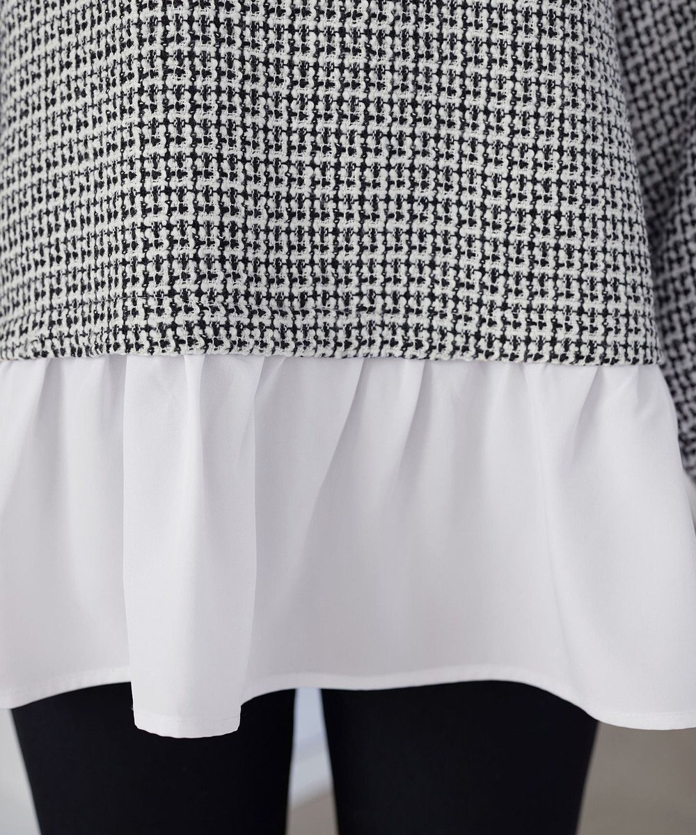 Tiaclasse ツイードコンビフレアチュニック 