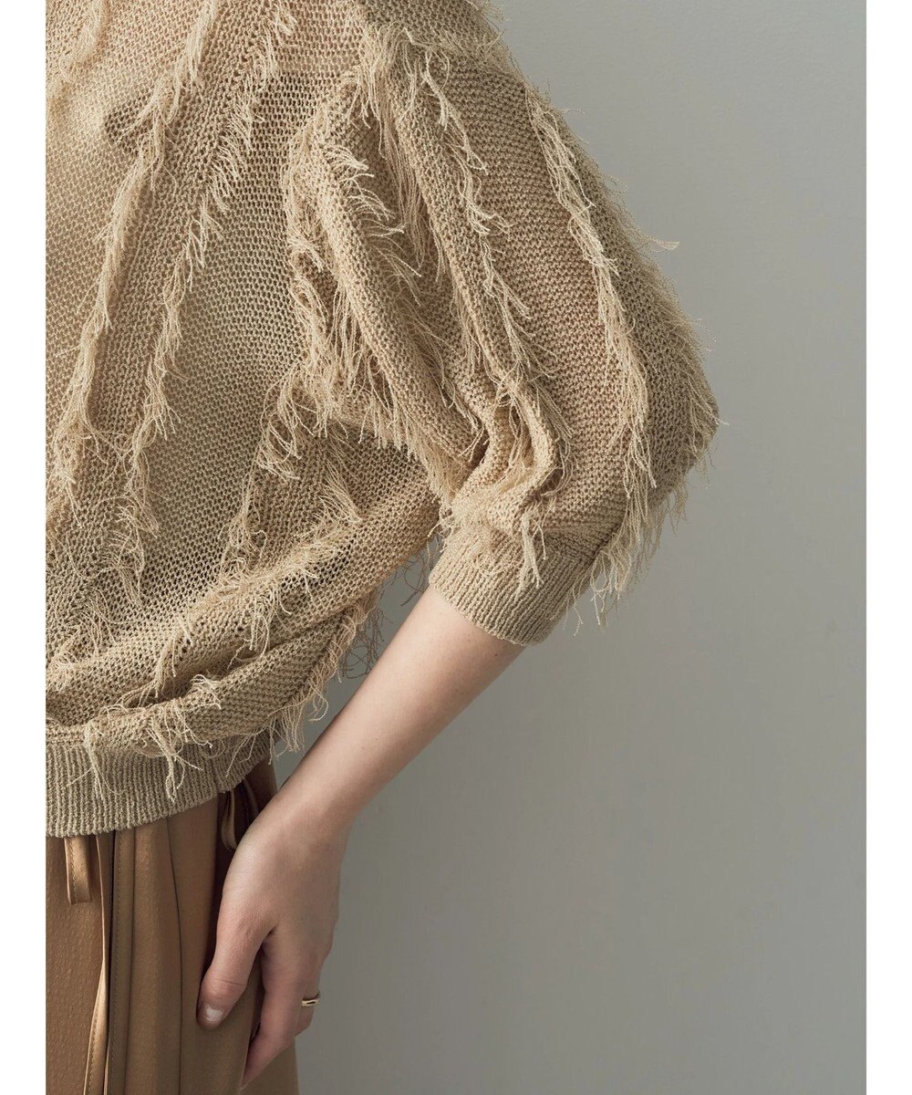 YECCA VECCA 2wayフリンジリボンニット 