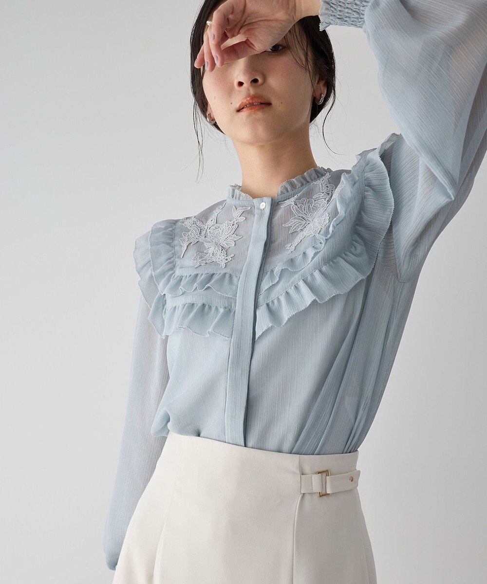 YECCA VECCA ラッフルレースブラウス 