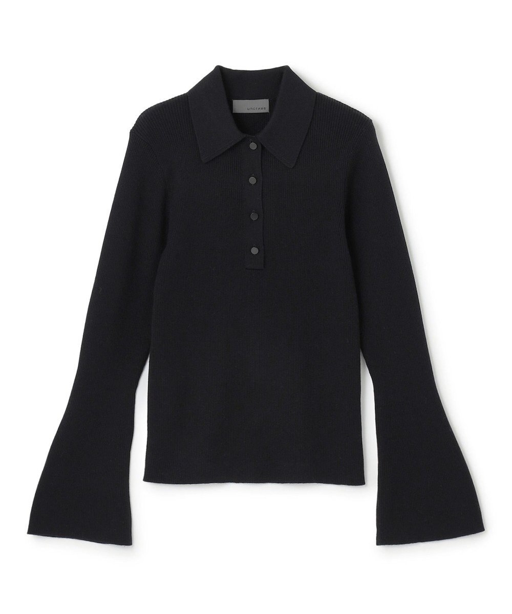 uncrave 【洗濯機洗い可】リブ フレアスリーブポロニット（uncrave STANDARD） 