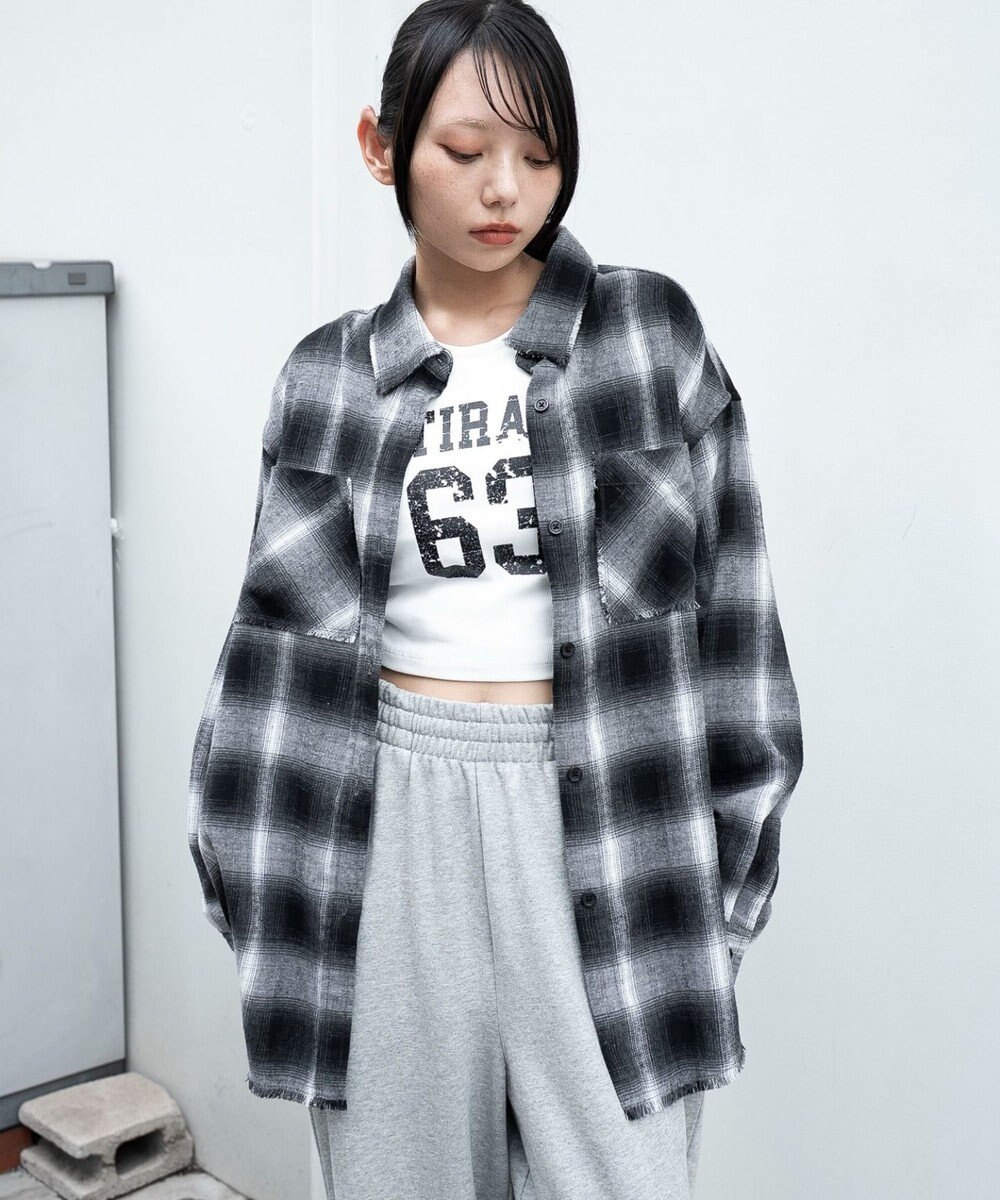 WEGO チェックBIGネルシャツ 