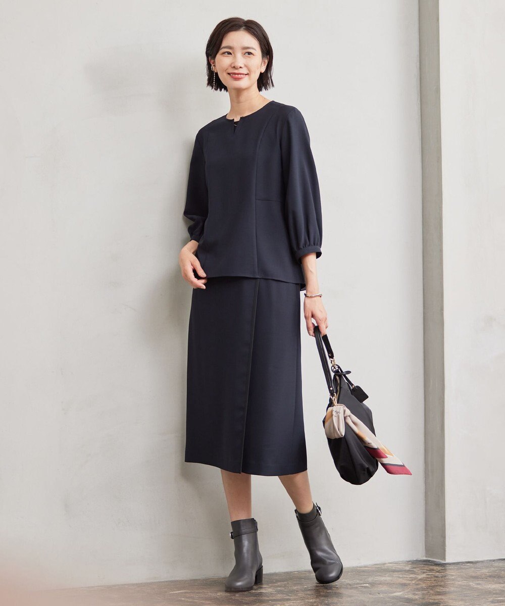 J.PRESS LADIES 【洗える】RELAXIONツイル クルーネック ブラウス 